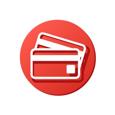 kırmızı vektör yuvarlanmış dijital cep telefonu ödeme konsepti, kredi kartı çevrimiçi, kart ile ödeme, internet bankacılığı, kredi kartı simgesi