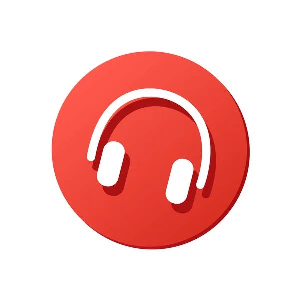 Headphones Vector Icon Get Earphones Audiobook Red Rounded Button — ストックベクタ