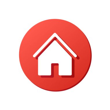 kırmızı yuvarlak vektör simgesi, siluet, etiket, ana sayfa düğmesi, 3d işareti, akıllı ev işareti