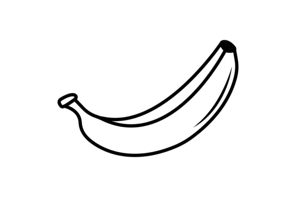 Ícone Vetor Contorno Preto Banana Fruta Única Exótica Símbolos Verão —  Vetores de Stock