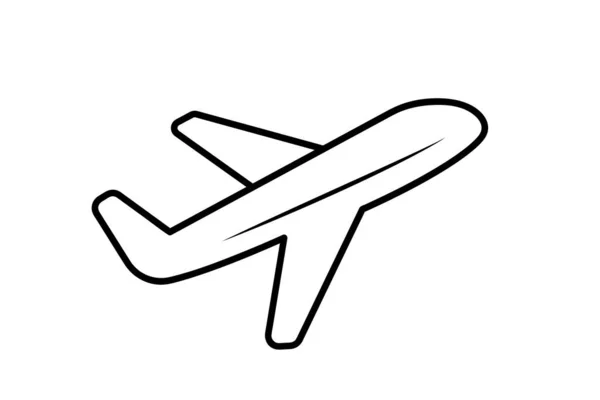 Avião Preto Ícone Linha Aérea Viajando Ícone Viagem Vetor Doodle — Vetor de Stock