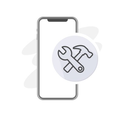 cep telefonu tamirhanesi, cep telefonları, servis, rehber, vektör illüstrasyonları için bilgi ayıklama
