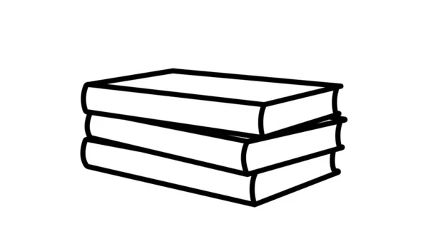 Stack Books Education Pile Books Knowledge Symbol Thick Black Outline — Vettoriale Stock