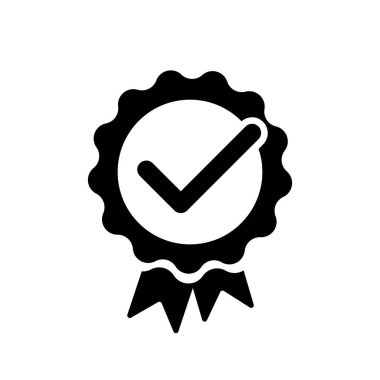 Kurdele vektör ikonlu rozet, ödül, ödül, madalya veya rozet düz simgesi