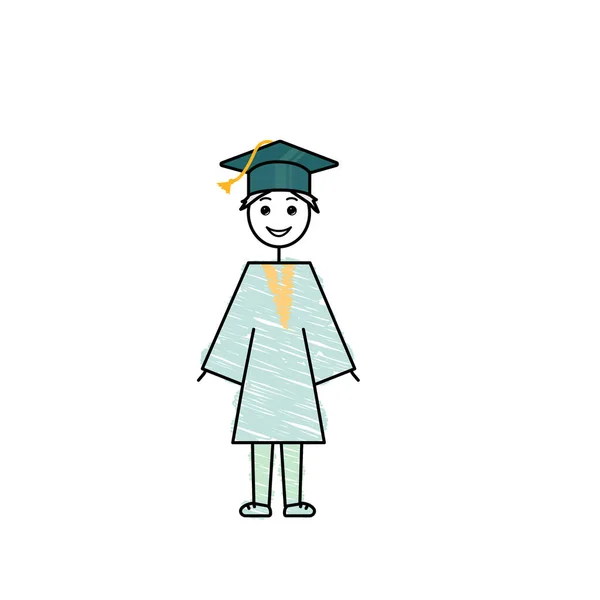 Happy Student Guy Colorful Doodle Vector Illustration End School Day — 스톡 벡터