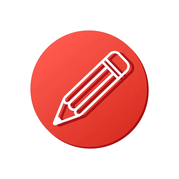 White Crayon Red Button Vector Mobile Application Pencil Icon — Stockový vektor