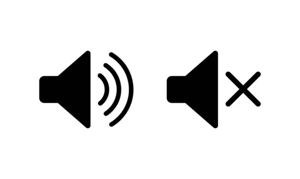 Sound on and off black icons, loudspeaker button, web icon — ストックベクタ