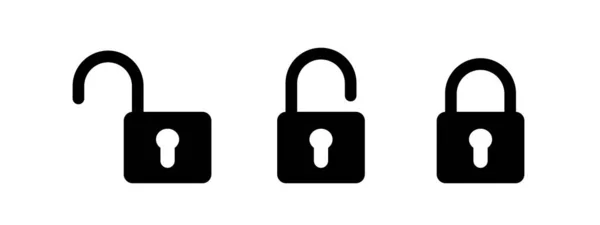 Conjunto de ícones vetoriais de bloqueio preto, ilustração isolada para design gráfico e web — Vetor de Stock
