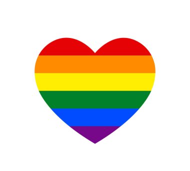 Gurur Ayı LGBT kalp vektör ikonu seti lezbiyen biseksüel transseksüel aşk sembolü. Renkli gökkuşağı bayrağı koleksiyonu. Düz dizayn işaretleri beyaz arkaplanda izole edildi