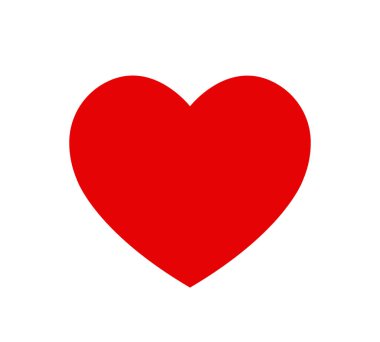 Kırmızı kalp yassı ikonu, aşkın sembolü, basit vektör çizimi