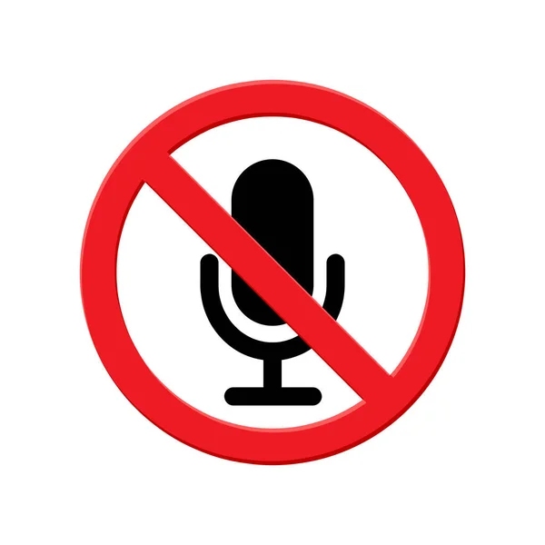 Nessuna Registrazione Audio Segno Del Microfono Adesivo Simbolo Divieto Luoghi — Vettoriale Stock