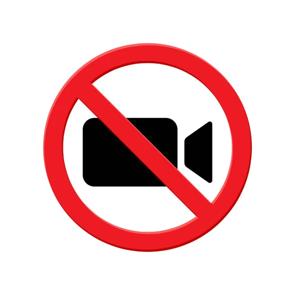 録音禁止 ビデオカメラ禁止 赤丸のアイコン ベクトルイラスト — ストックベクタ