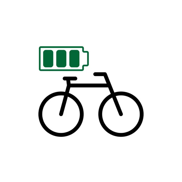 Электрический Велосипед Символ Электровелосипеда Велосипед Зеленый Вектор Батареи Знак Полный — стоковый вектор