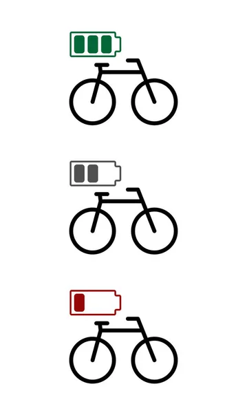 电动车充电 电动车符号 自行车绿色电池矢量标志 电池警报 — 图库矢量图片