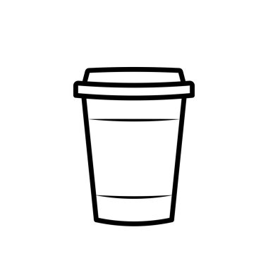 Kağıt kahve fincanı vektör simgesi, tek siyah ana hat sembolü