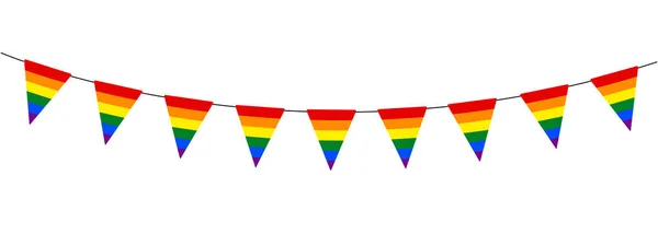 Orgulho Lgbt Pennant Garland Vetor Ícone Conjunto Lésbicas Gay Bissexual — Vetor de Stock