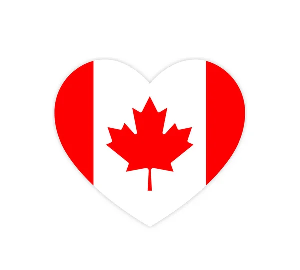 Dia Canadá Amo Símbolo Canadá Ícone Bandeira Coração Folha Bordo — Vetor de Stock