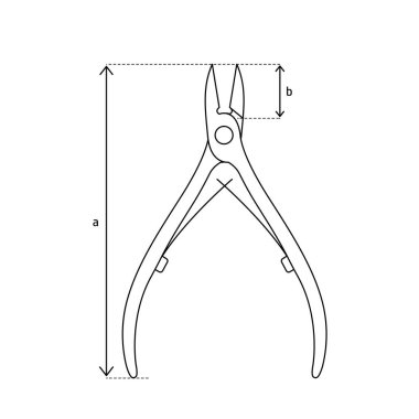 Güzellik okulu rehberi için tırnak makası çizimi, tırnak makasının boyutu, spa manikür özel dersi siyah-beyaz