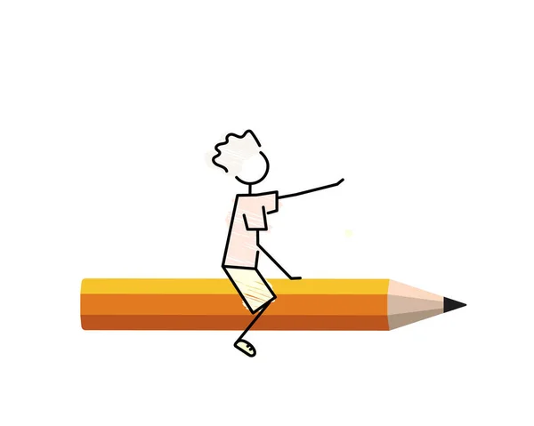 Back School Simple Sketch Drawing Clip Art Happy Student Boy — Stockvektor