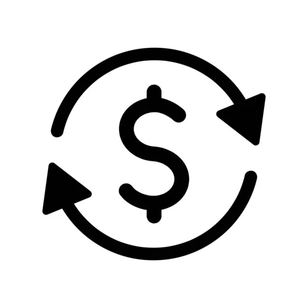 Dollar Sign Circle Arrows Simple Black Vector Icon Finance Exchange — Stockvector