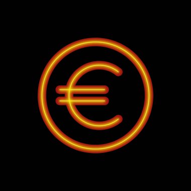 turuncu neon euro döviz tasarımı, bankacılık işletme vektör çizimi, siyah arkaplan