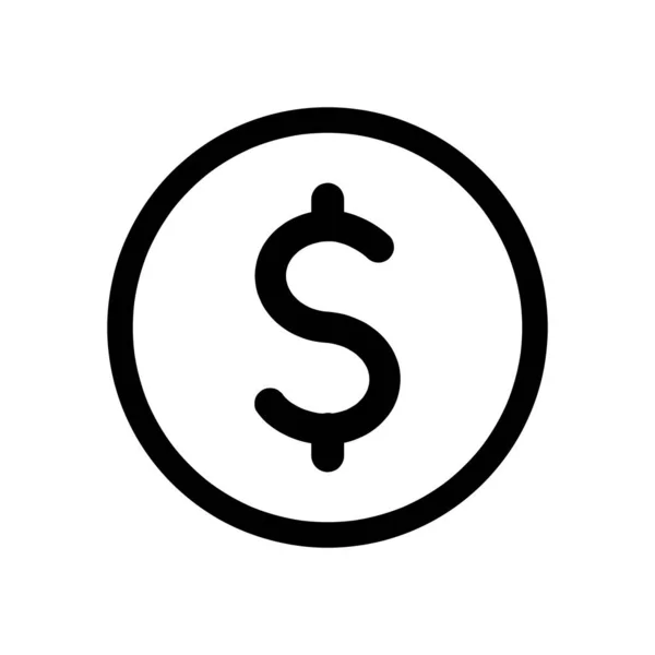 Dollar Coin Sign Circle Simple Black Vector Icon Finance Exchange — Stock Vector