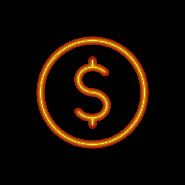 Orange Neon Dollar Sign Currency Exchange Design Banking Business Vector — 스톡 벡터