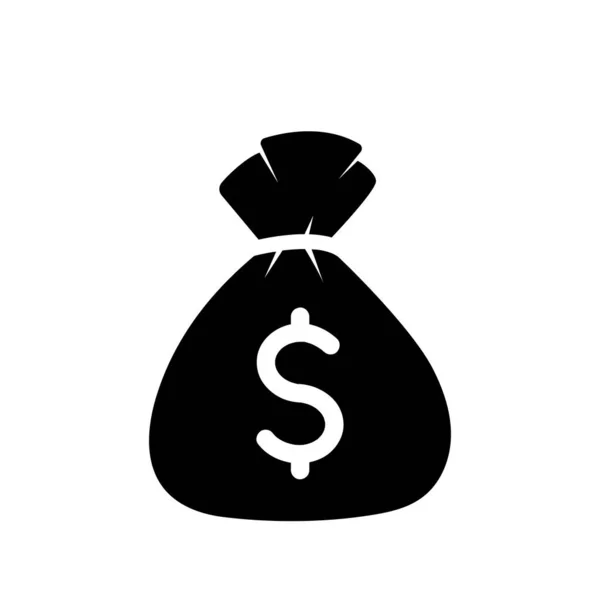 Money Bag Black Vector Icon Sack Full Dollar Coins Finance — Image vectorielle