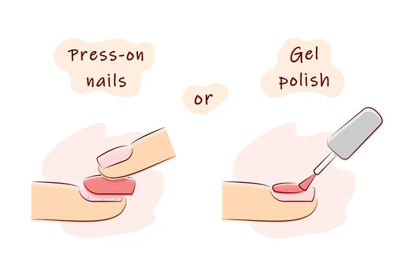 Press Gel Nails Gel Polish Flat Vector Illustration — Vettoriale Stock