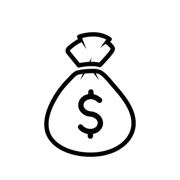 Money Bag Icon Simple Black Line Vector Illustration Sack Dollar — Stock Vector