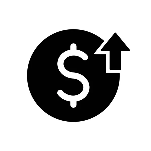 Dollar Sign Arrow Rounded Black Vector Icon Cost Increase Low — Stockvector