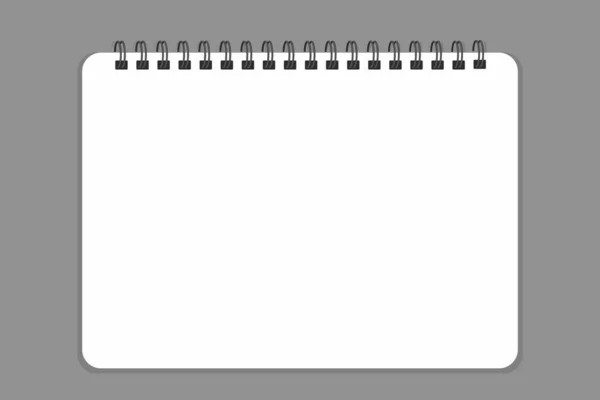 spiral bound notebook mockup, horizontal blank sketchbook, template or mock up for your sketch, simple vector illustration, grey background