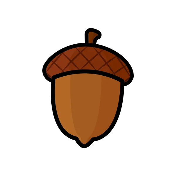 Acorn Oak Nut Vector Illustration Autumn Season Symbol Thick Black — Stock Vector