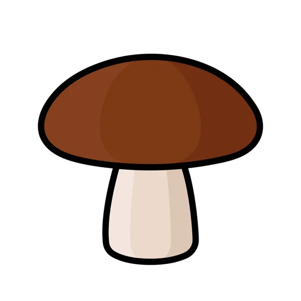 Mushroom Single Oblect Vector Illustration Autumn Season Symbol Thick Black — Stock Vector