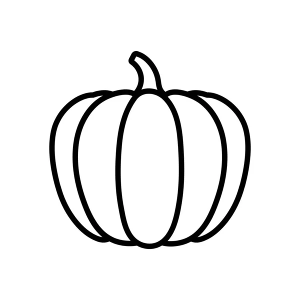 Pumpkin Black Line Vector Illustration Autumn Season Symbol Thick Black — Vector de stock
