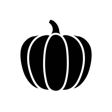 black pumpkin squash symbol of halloween or thanksgiving day, flat icon