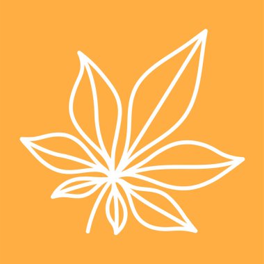 white chestnut leaf, orange background, simple vector illustration, autumn season symbol