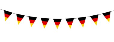 bunting garland, string of triangular flags for outdoor party, German Unity day, pennant, retro style simple vector illustration, wimpelkette deutschland