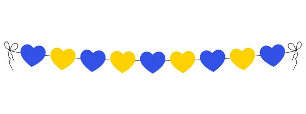 Szív Koszorú Ukrajna String Szív Szabadtéri Party Kék Sárga Zászlók — Stock Vector