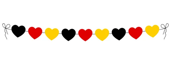 German Unity Day Flag Germany Hearts Garland String Hearts Outdoor — ストックベクタ