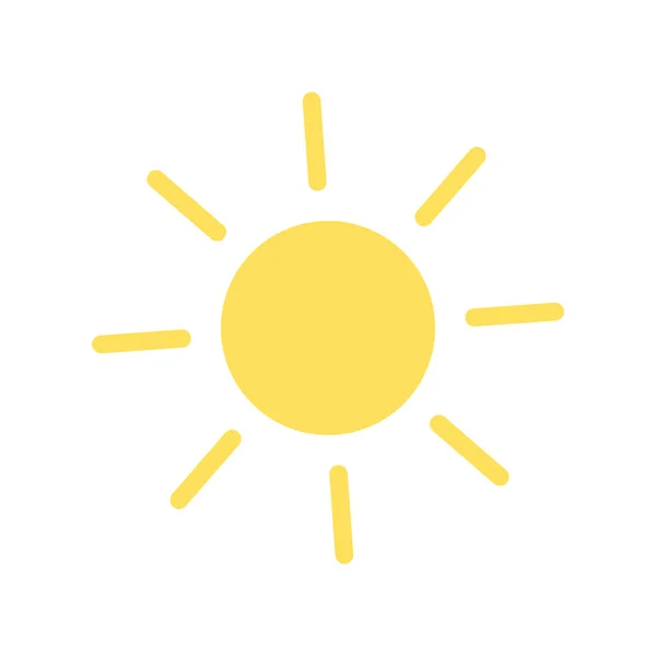 Summer Symbol Yellow Sun Icon Simple Flat Vector Illustration White — 图库矢量图片