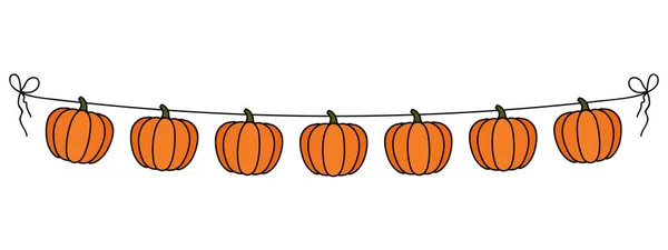 Orange Pumpkins Hanging String Fall Season Banner Decoration Element Colorful — Vector de stock