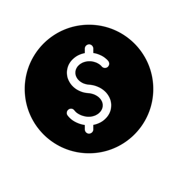 Black Circle Cut Out Dollar Sign Isolated White Background Rounded — 스톡 벡터