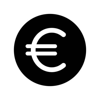 euro currency coin black icon isolated on white background, euro money symbol, simple flat euro money, financial concept, vector icon