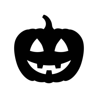 scary Halloween pumpkin silhouette, carved pumpkin black icon, isolated on white background