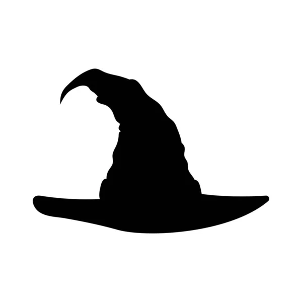 Witch Hat Silhouette Isolated White Background Vector Illustration Traditional Halloween — Stockvector