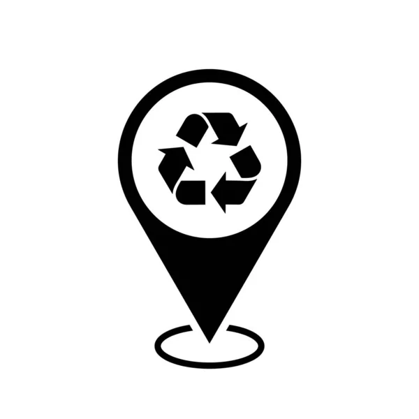 Centre Recyclage Pointeur Carte Localisation Icône Recyclable Avec Broche Localisation — Image vectorielle