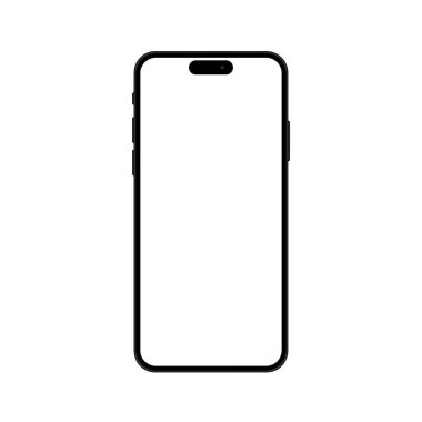 Negatif boşluklu yeni akıllı telefon ön görünümü, siyah düz vektör illüstrasyonu