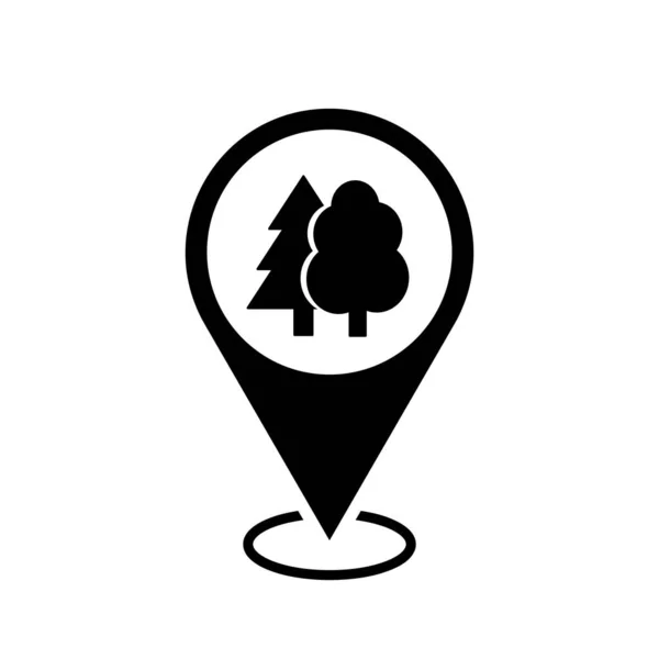 Mapa Ubicación Parkland Puntero Icono Árbol Con Pin Ubicación Símbolo — Archivo Imágenes Vectoriales