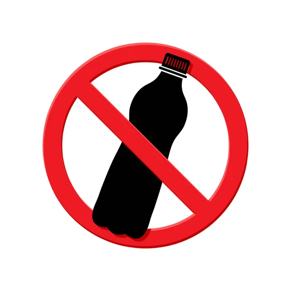 プラスチック製の看板もプラスチック製の汚染を止めないペットボトルも禁止円も赤い丸も禁止シンボルもシンプルなベクトルアイコンも — ストックベクタ
